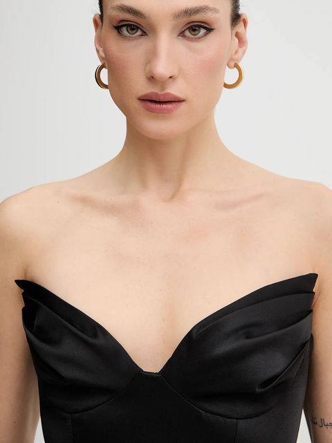 Bardot sukienka kolor czarny mini rozkloszowana 60137DB