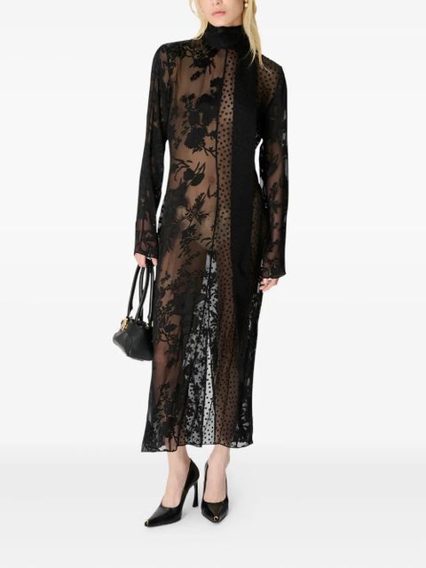 Marine Serre floral-print tie-neck maxi dress - Black - zdjęcie produktu nr 2