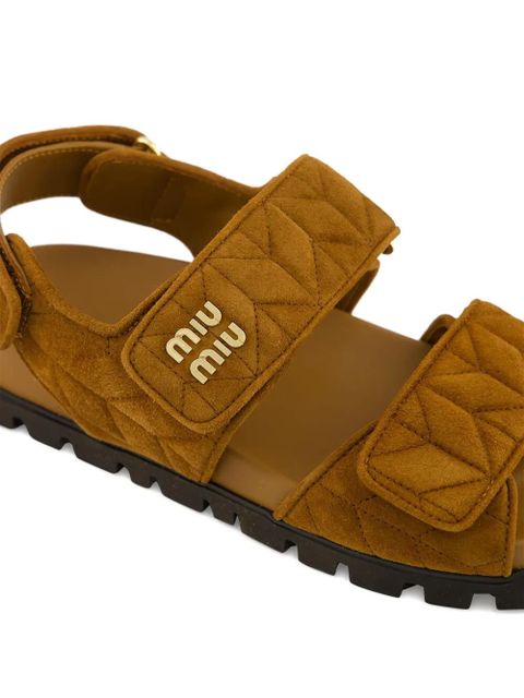 Miu Miu Sporty quilted double-strap sandals - Brown