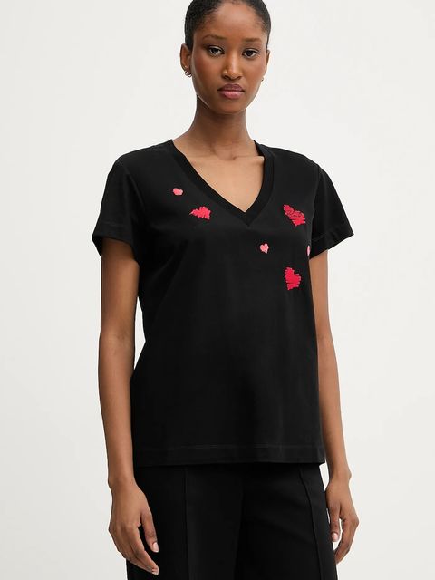 Karl Lagerfeld t-shirt bawełniany damski kolor czarny A3W17017 - zdjęcie produktu nr 1