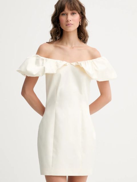 Rotate sukienka kolor beżowy mini dopasowana 114205857 - zdjęcie produktu nr 1