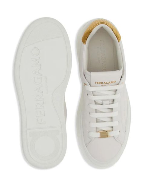 Ferragamo Wedge logo-patch leather sneakers - White - zdjęcie produktu nr 2