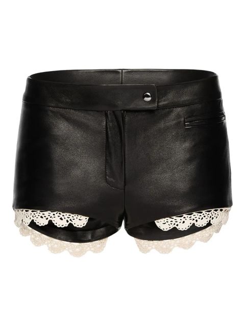 Magda Butrym leather lace-trimmed shorts - Black - zdjęcie produktu nr 1