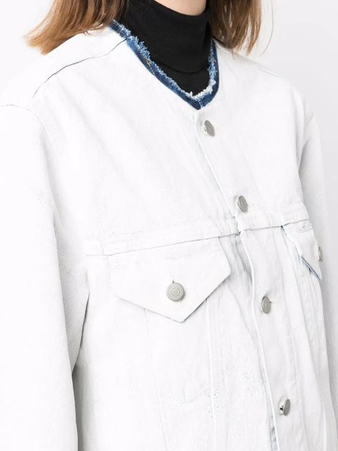 Maison Margiela collarless denim jacket - White