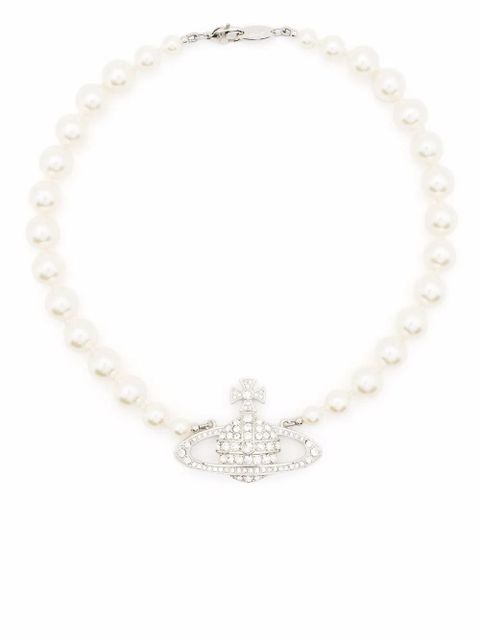 Vivienne Westwood Imogene crystal-orb pearl necklace - Silver - zdjęcie produktu nr 2