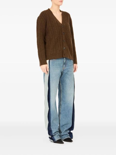 MM6 Maison Margiela ribbed V-neck cardigan - Brown - zdjęcie produktu nr 2