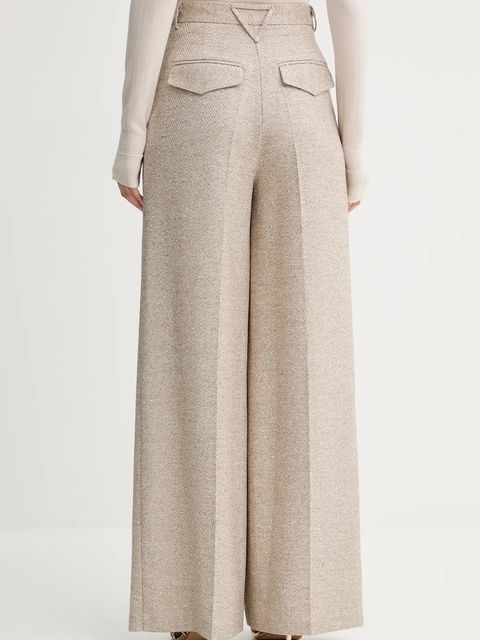 Simona Corsellini spodnie damskie kolor beżowy proste high waist A25CPPA01302