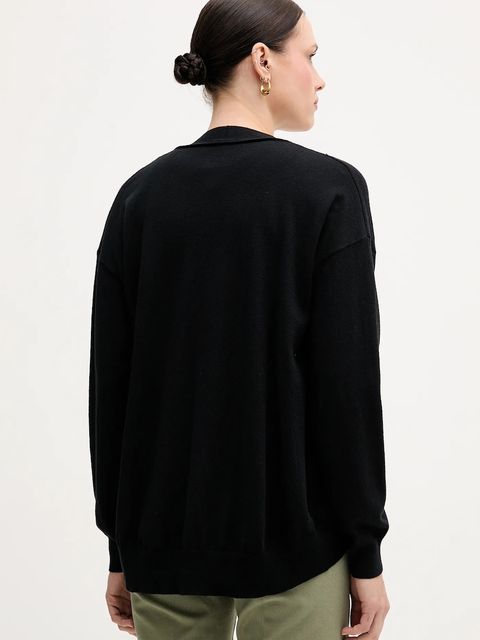 Sisley kardigan z domieszką wełny damski kolor czarny lekki 1KHTM602P - zdjęcie produktu nr 2