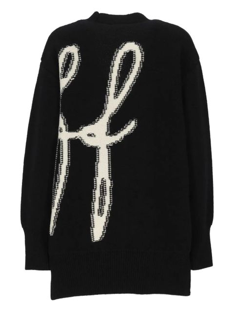 Off-White logo-intarsia wool cardigan - Black - zdjęcie produktu nr 2