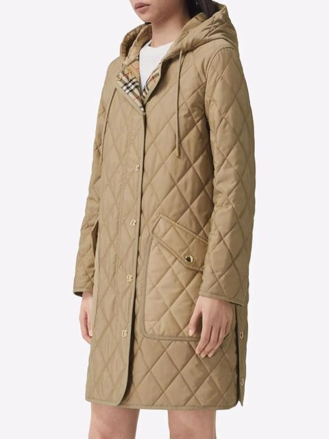 Burberry diamond-quilted hooded coat - Neutrals