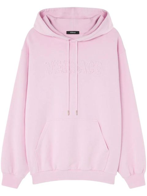 Versace logo-embroidered fringed hoodie - Pink - zdjęcie produktu nr 1