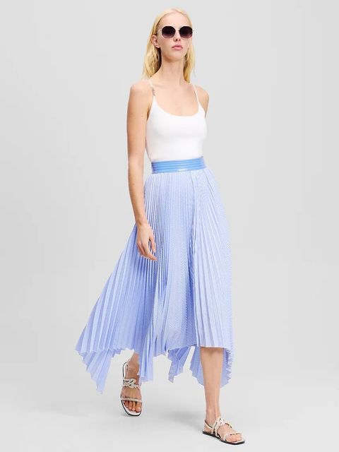 Karl Lagerfeld spódnica kolor niebieski midi rozkloszowana A2W12015