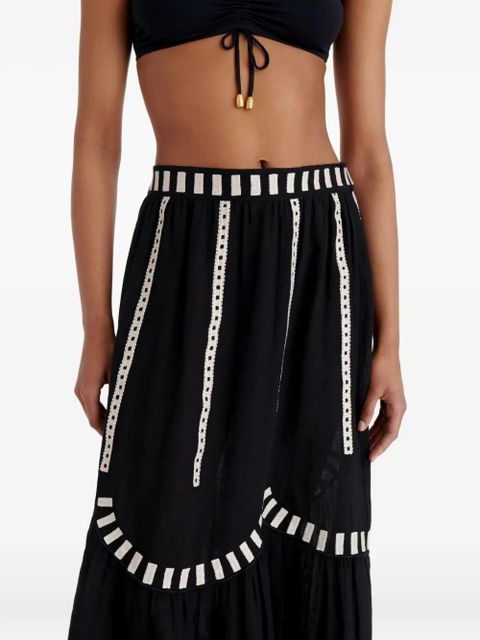 ERES Starfish illustrated tiered maxi skirt - Black
