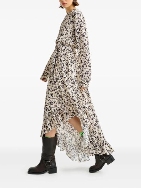 Essentiel Antwerp floral-print ruffled asymmetrical dress - White