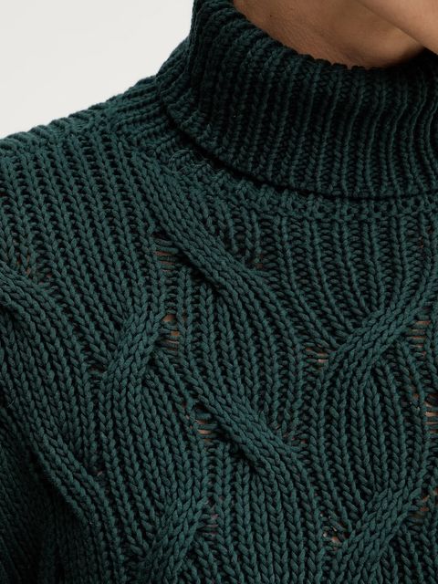 Armani Exchange sweter damski kolor zielony lekki z golfem XW000780 AF16638 - zdjęcie produktu nr 2