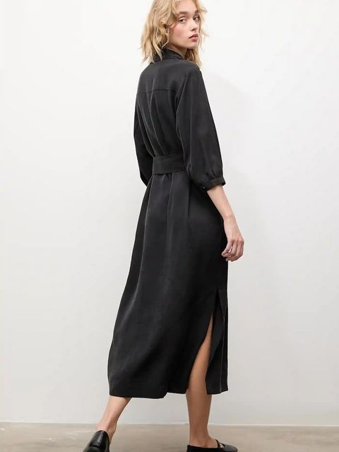 Answear.LAB sukienka kolor czarny midi prosta