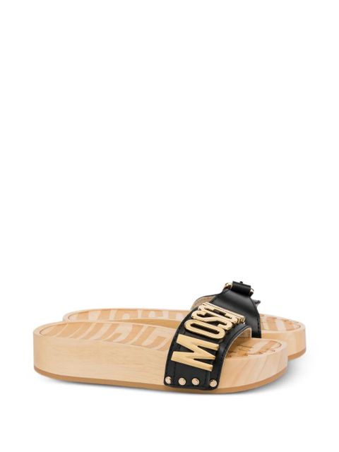 Moschino logo-lettering mules - Black - zdjęcie produktu nr 2