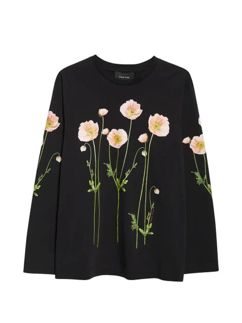 Simone Rocha Poppy field-print long-sleeve T-shirt - Black - zdjęcie produktu nr 1