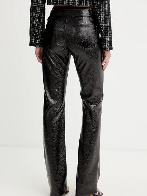 Pinko spodnie damskie kolor czarny dzwony high waist 105950 A2YG