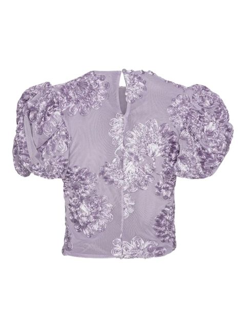 ROTATE BIRGER CHRISTENSEN puff-sleeve floral-embellished top - Purple