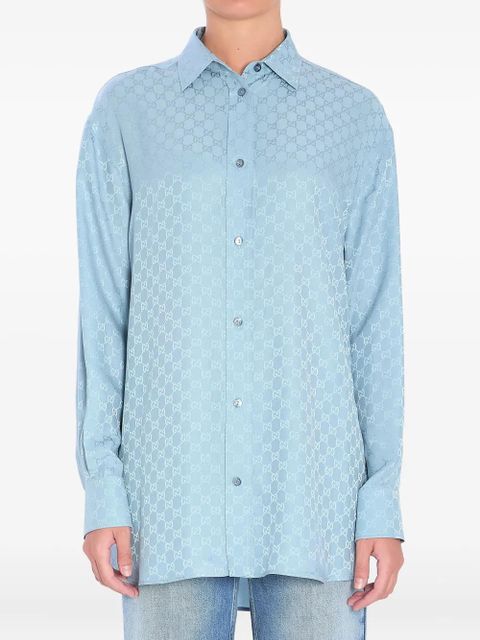 Gucci GG monogram silk shirt - Blue - zdjęcie produktu nr 1