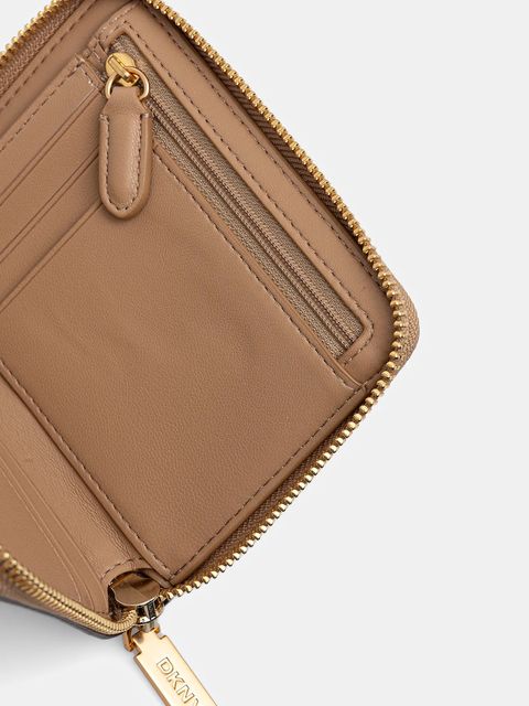 Dkny portfel skórzany damski kolor beżowy R521KM25