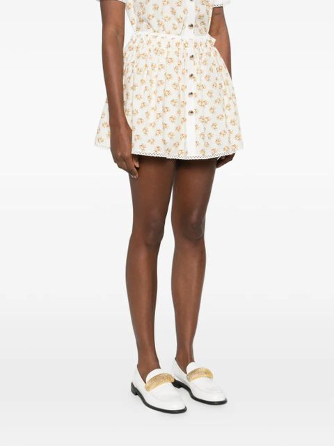 Maje floral button A-line mini skirt - Neutrals