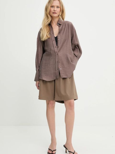 Answear.LAB koszula damska kolor brązowy relaxed z kołnierzykiem klasycznym - zdjęcie produktu nr 2