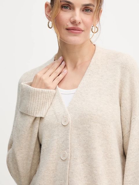 United Colors of Benetton kardigan z dodatkiem wełny damski kolor beżowy 126WD604Z