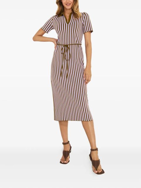 Tory Burch striped collared midi dress - Brown - zdjęcie produktu nr 2