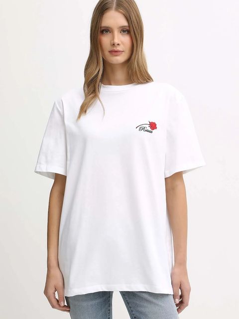 Rotate t-shirt bawełniany damski kolor biały 114722400 - zdjęcie produktu nr 1