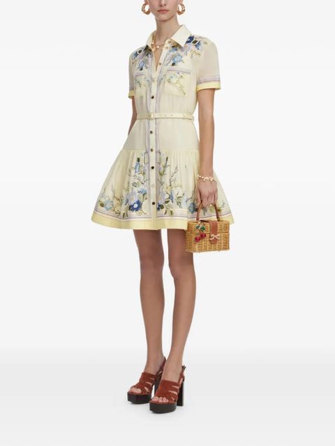 Self-Portrait floral-print belted shirt dress - Yellow - zdjęcie produktu nr 2