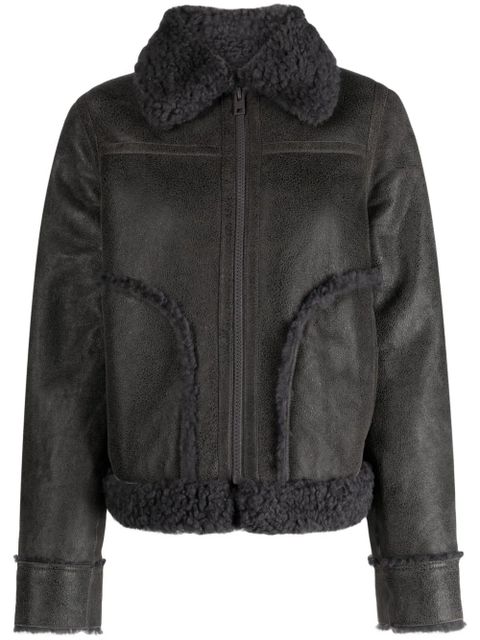 Zadig&Voltaire Kade shearling-trim leather jacket - Grey - zdjęcie produktu nr 1