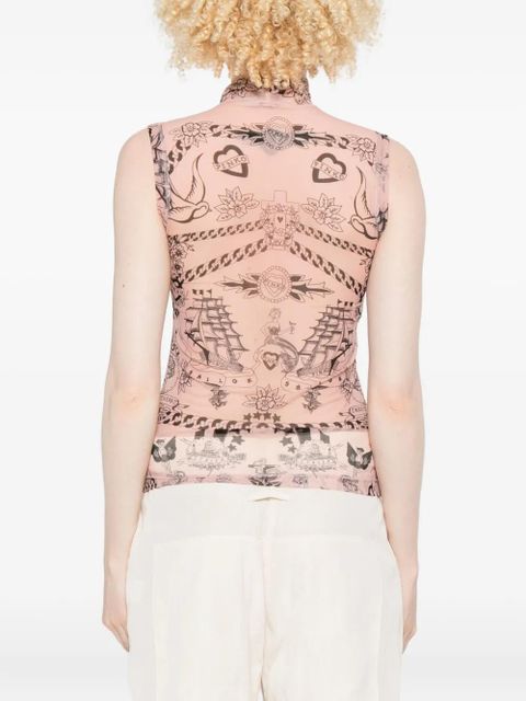 PINKO printed high-neck top - Neutrals