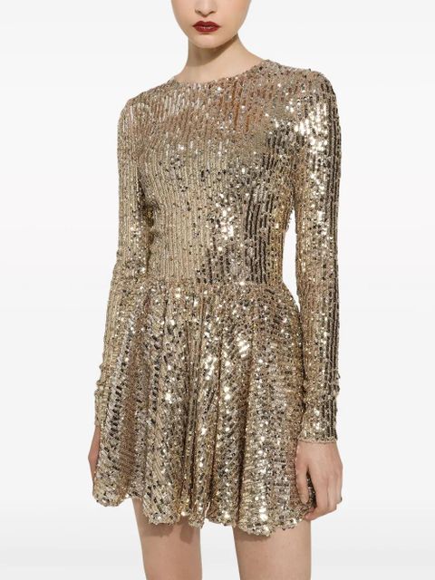 Dolce & Gabbana sequin-embellished pleated minidress - Gold