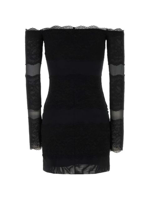 Blumarine lace-trim off-shoulder mini dress - Black - zdjęcie produktu nr 2