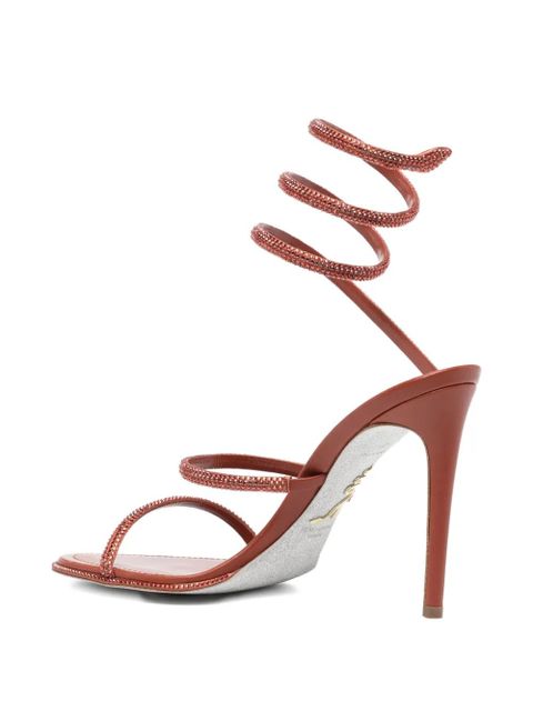 René Caovilla 110mm crystal-embellished spiral-wrap sandals - Red