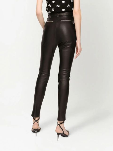 Dolce & Gabbana zip-detail faux-leather trousers - Black