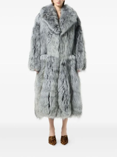 Blumarine wide-lapels fur coat - Black