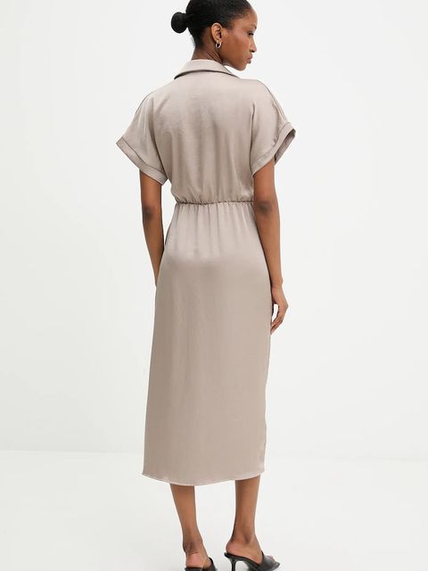 Answear.LAB sukienka kolor beżowy midi prosta