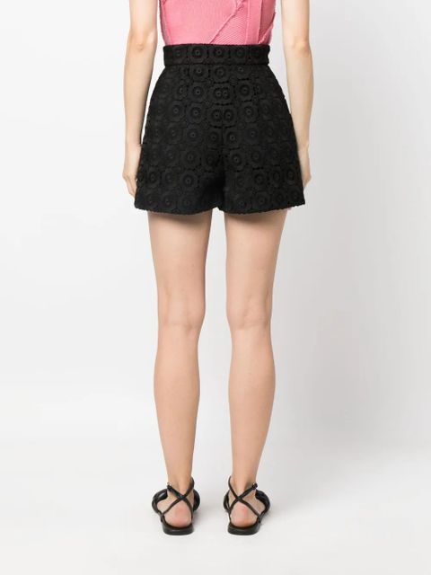 Moschino floral-appliqué high-waist mini shorts - Black