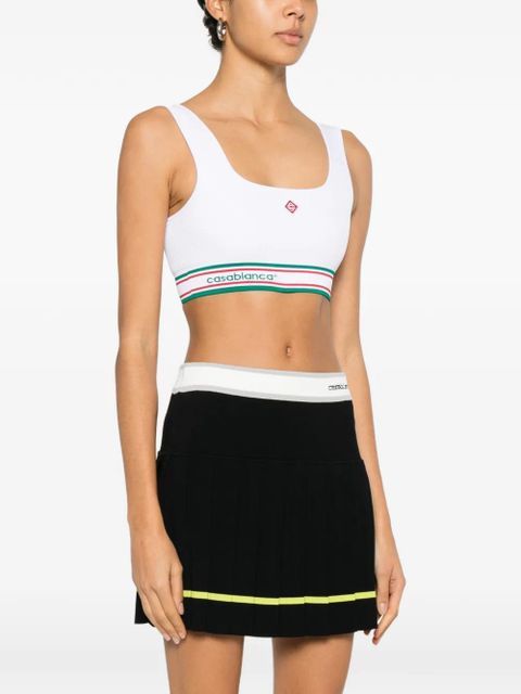 Casablanca square-neck striped top - White