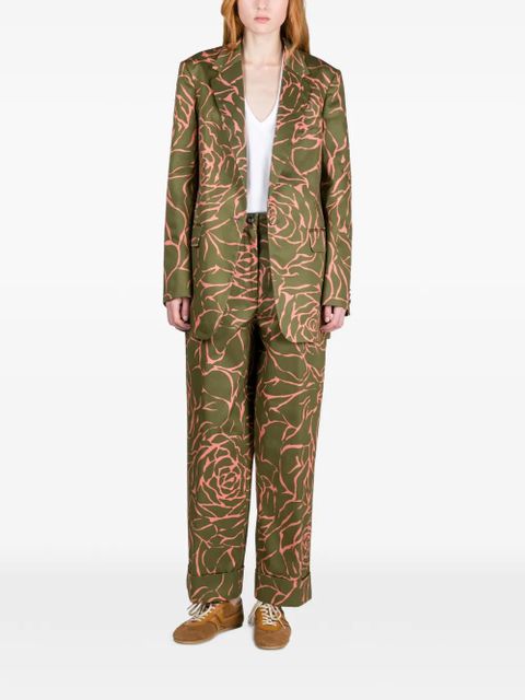 DRIES VAN NOTEN loose-fit floral blazer - Green