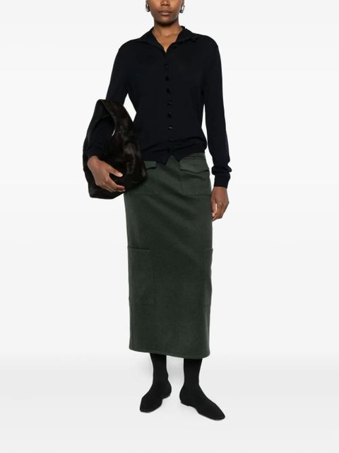 KHAITE high-neck buttoned cardigan - Black