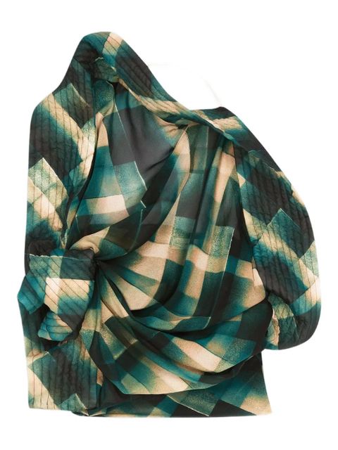 DRIES VAN NOTEN check-pattern top - Green