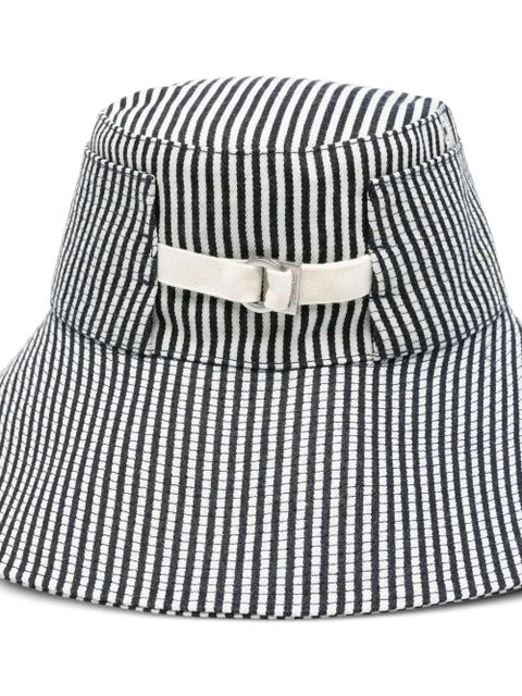 Jacquemus Le Bob De-Nîmes striped denim bucket hat - White