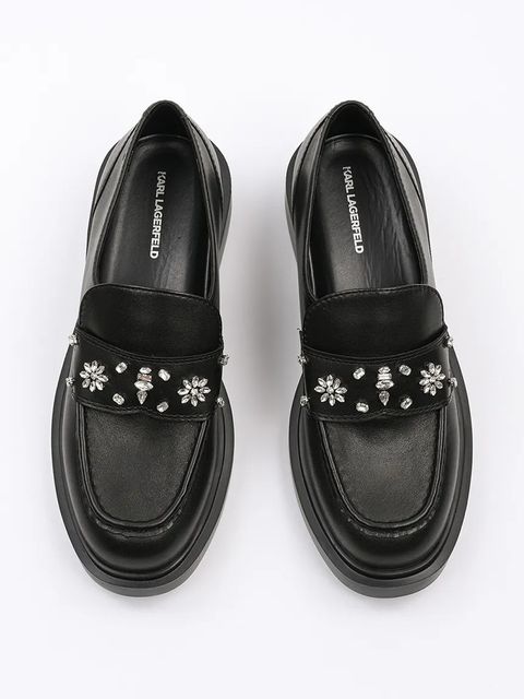 Karl Lagerfeld mokasyny skórzane MACIE damskie kolor czarny na platformie KL41215