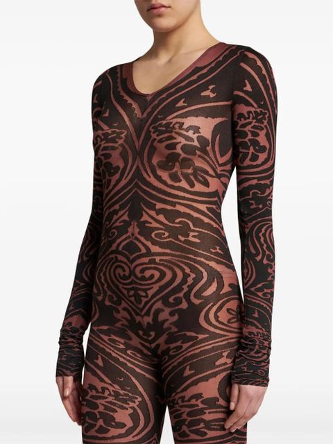 ETRO Paisley Tattoo bodysuit - Red