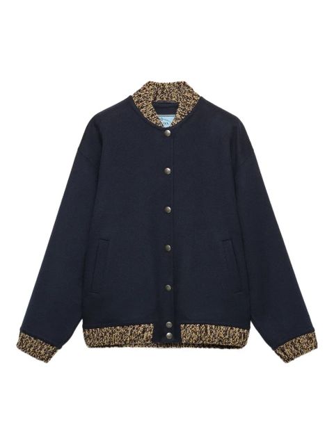 Prada knit-trimmed wool bomber jacket - Blue - zdjęcie produktu nr 1
