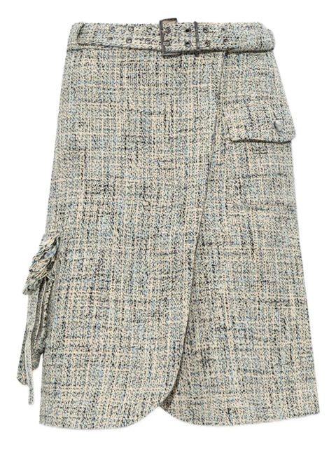 GANNI belted tweed mini skirt - Neutrals - zdjęcie produktu nr 1